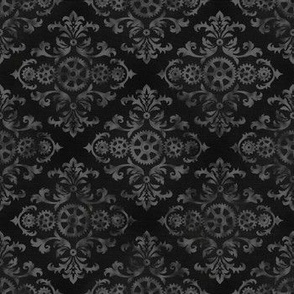 Victorian Steampunk pattern silver on black