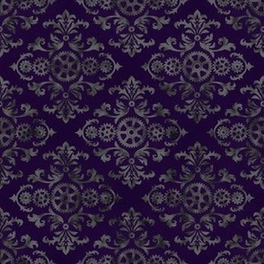 Victorian Steampunk pattern silver on purple