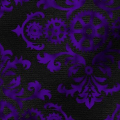 Victorian Steampunk pattern purple on black