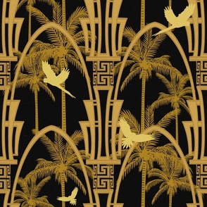 Parrot paradise. Gold and black