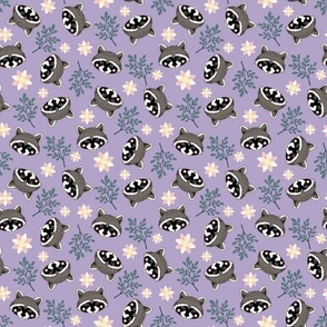sweet raccoons 1 one inch baby raccoon face tossed garden botanical in dusty plum light violet purple kids childrens clothing and bedding