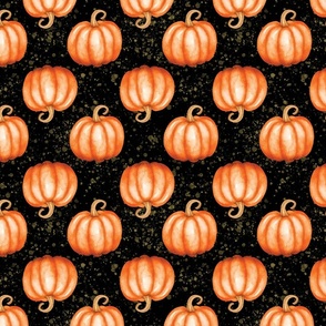watercolor pumpkins with splashes medium scale WB24 black
