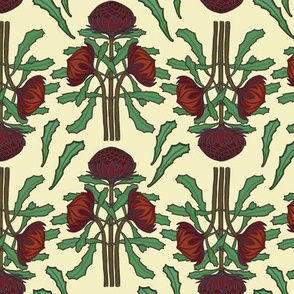 Dark red waratahs on ivory (Art Nouveau) by Su_G_©SuSchaefer