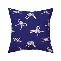nautical knots-Sailor's knots- beige on navy blue, hand drawn block print inspired (L)
