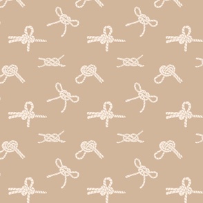 nautical knots-Sailor's knots- off cream on sand caramel beige, hand drawn block print inspired (s)