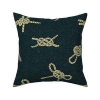 nautical knots-Sailor's knots-gold on dark blue indigo denim hand drawn block print inspired (L) 