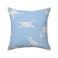 nautical knots-Sailor's knots-cream on sky blue, hand drawn block print inspired (L) 