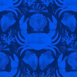 S block print Crabs crustaceancore lapis blue dark blue navy