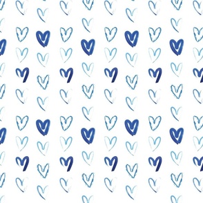 Love Hearts - Hand made blue hearts in white background