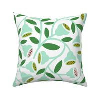 Floret - Spring Botanical Floral White Aqua Large