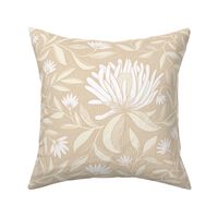 Protea  national flower trailing blooms elegant heritage Beige Monochrome 12in