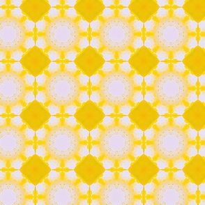 Bright Yellow And White  Geometric Print