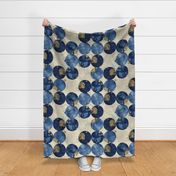 Painted Polka Does in Blue and Gold Large Jumbo Scale