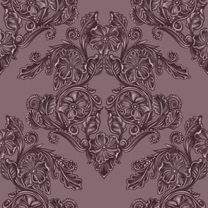 Dusty Rose Damask Western Style Floral