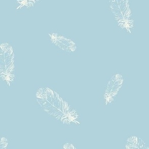 little fluffy white feathers on blue reversed L