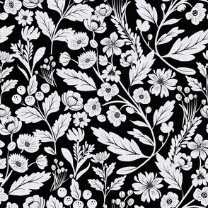 Spring florals black and white