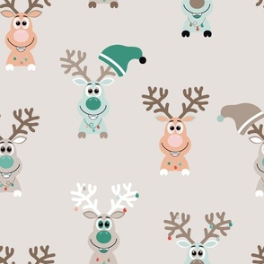 Rudolph's Team - Pale Beige - Reindeer - Christmas - Santa Claus - Funny Animals