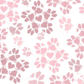 Large Puppy Paw Print Floral, Dusty Rose