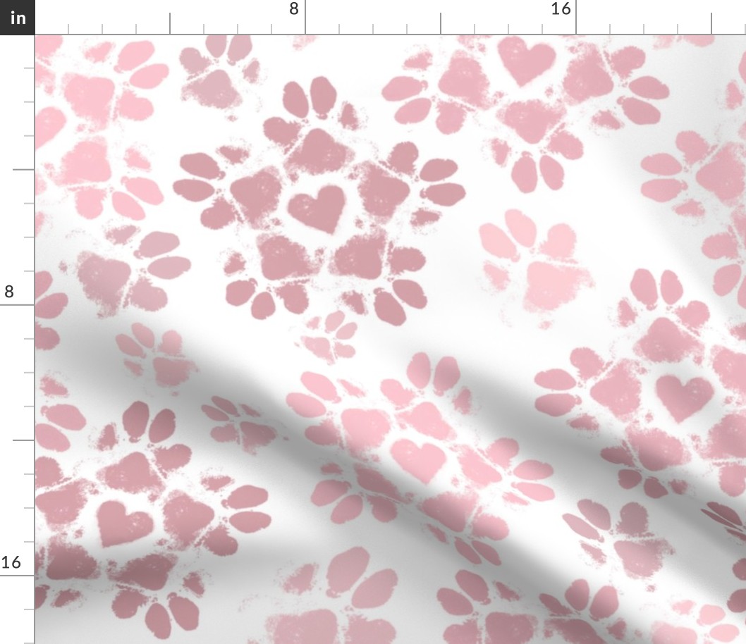 Large Puppy Paw Print Floral, Dusty Rose