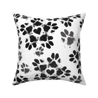 Large Puppy Paw Print Floral, Black on White