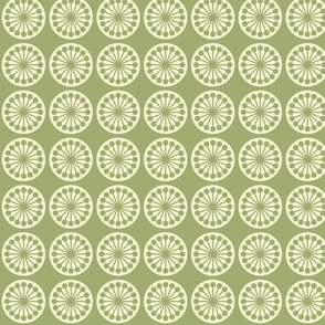 Geometric flowers in olive green