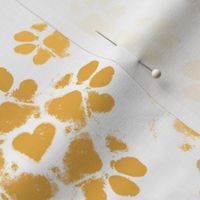 Small Marigold Paw Print Floral on White