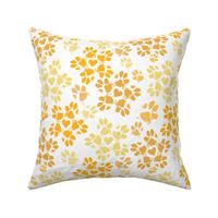 Small Marigold Paw Print Floral on White