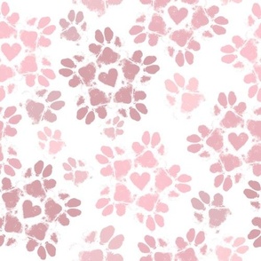 Small Puppy Paw Print Floral, Dusty Rose