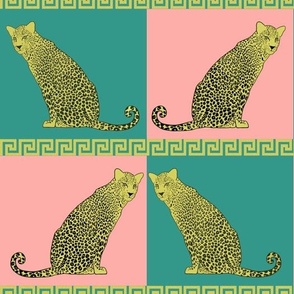 Leopards, Pink and turquoise