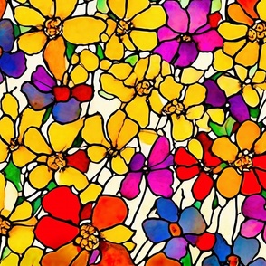 medium pop art floral pattern