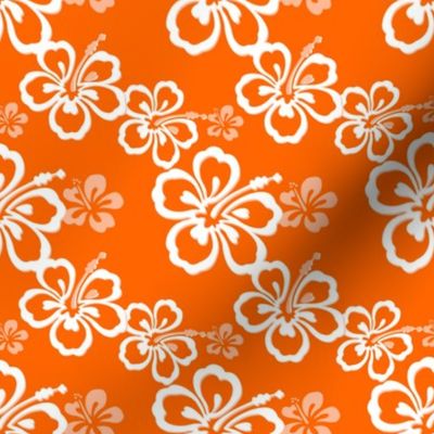 Orange Hawaiian Flowers Pattern