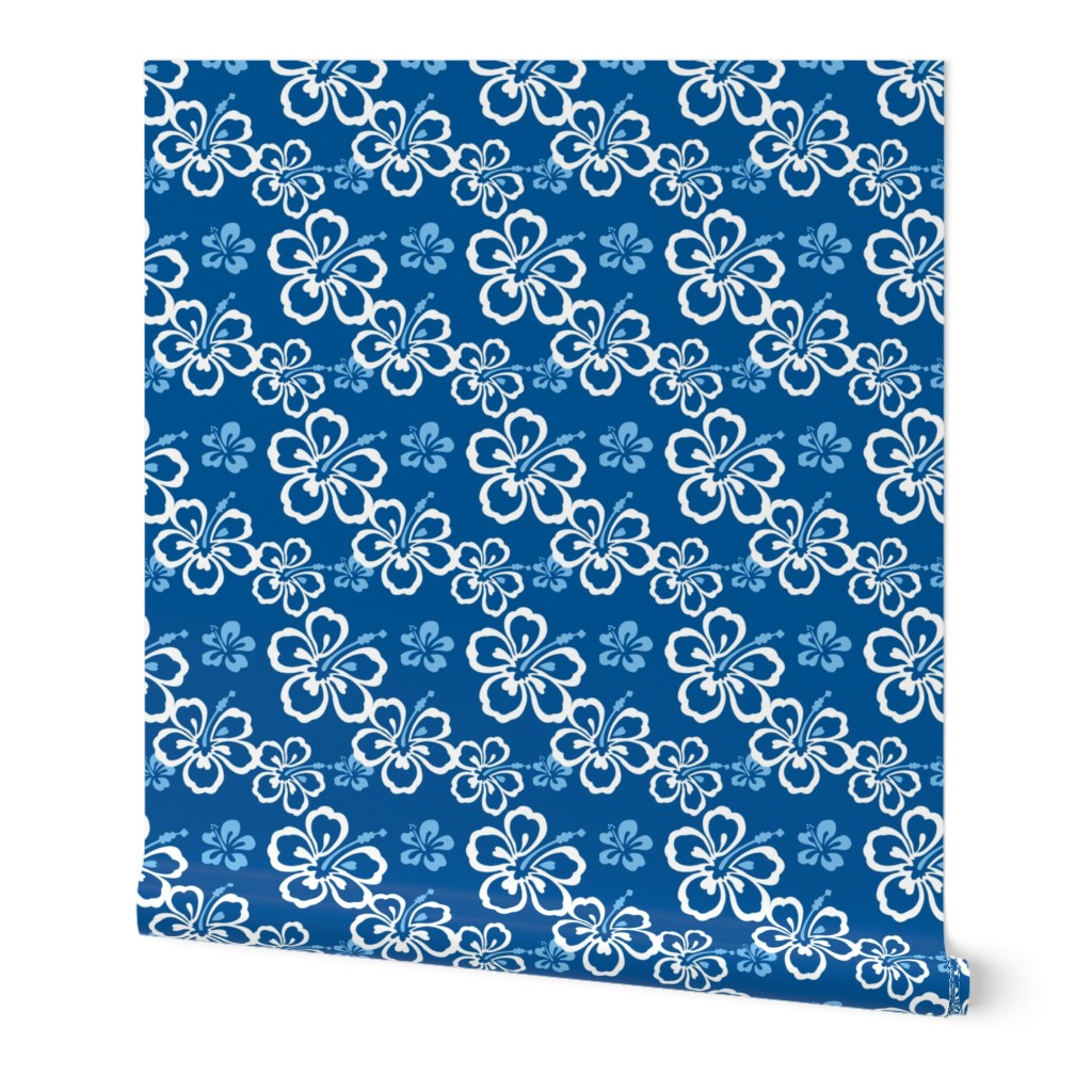 Blue Hawaiian Flowers Pattern