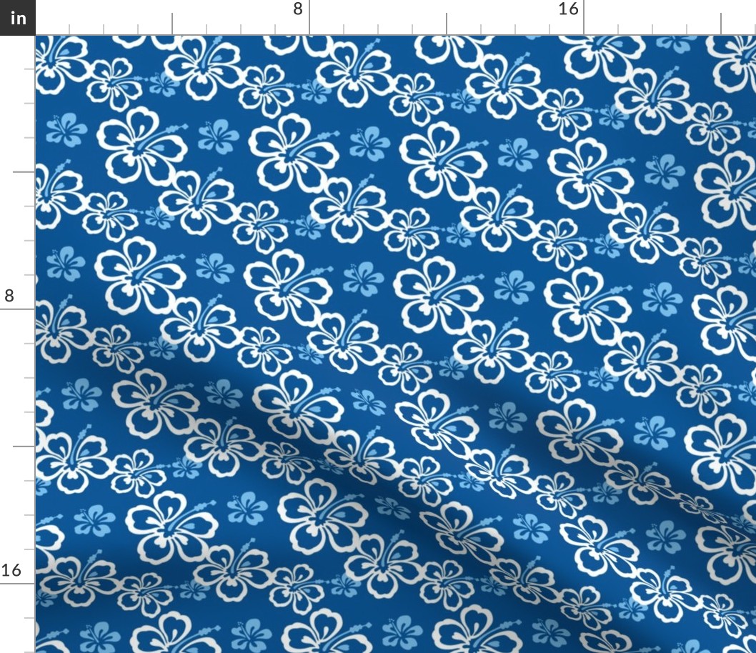 Blue Hawaiian Flowers Pattern