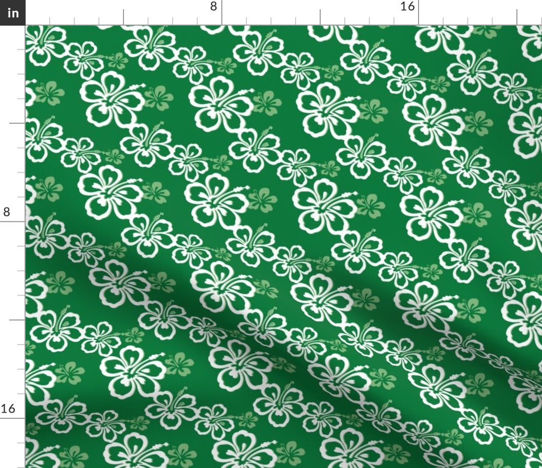 Green Hawaiian Flowers Pattern