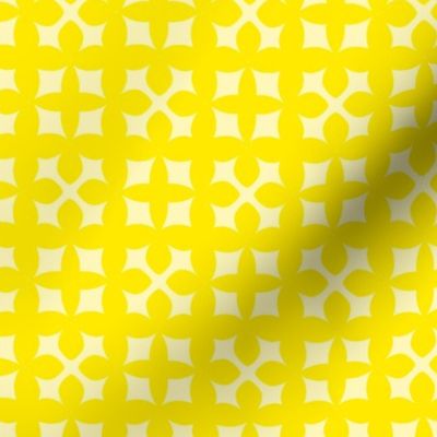 Exes And Diamonds Tonal Pale Yellow On Citrus Lemon Yellow Mini Geometric Cut-Out Shapes Quilt Camp Cottage Coverlet Retro Modern Scandi Swiss Flower Petals Minimalist Repeat Pattern