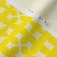 Exes And Diamonds Tonal Pale Yellow On Citrus Lemon Yellow Mini Geometric Cut-Out Shapes Quilt Camp Cottage Coverlet Retro Modern Scandi Swiss Flower Petals Minimalist Repeat Pattern