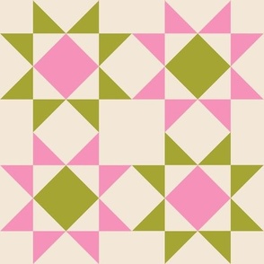 Star Quilt Blocks // pink and green