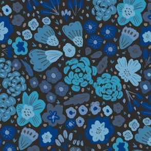 Cool Icy Winter Flowers - Blue Winter Florals