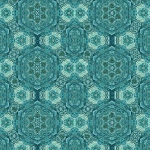 intricate linerary - turquoise teal blue