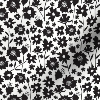 Black and white Modern Ditsy Wildflowers