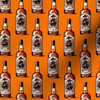 Bigger Whiskey Bottles on Orange