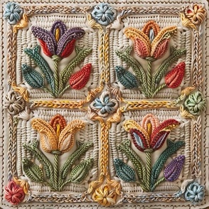 Crochet Tulip Flower Granny Square