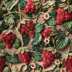 Crochet Strawberries on the Vine