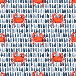  Watercolor Red Crabs on Cream,  Hand Drawn, S