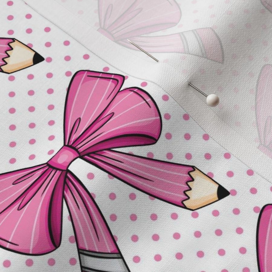 Bigger Pink Pencil Hair Bows and Polkadots