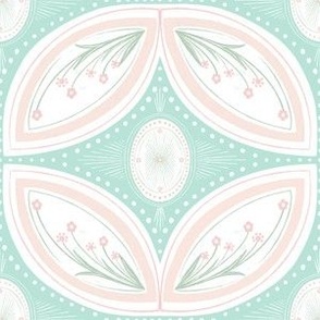 Cleo Vintage Glamour Baby - Art Deco - Art Nouveau - Robbin Egg Blue and Soft Pink- Grandmillennial - Medium