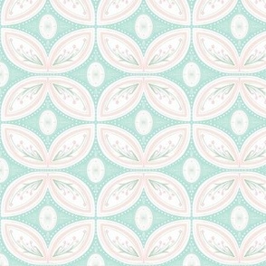 Cleo Vintage Glamour Baby - Art Deco - Art Nouveau - Robbin Egg Blue and Soft Pink- Grandmillennial - Small