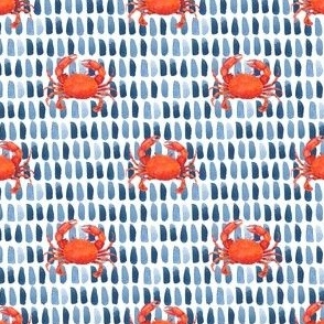 Watercolor Red Crabs on White,  Hand Drawn, S