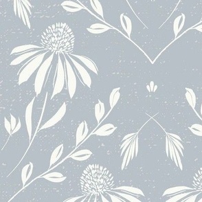 L-WITH YOU SHE BLOOMS-300-DPI-STARDEW BLUE-daisy, damask, flock, wallpaper, floral, botanical, hand painted, textured and tonal-colour of the year 2024