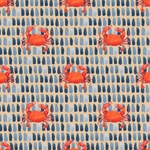  Watercolor Red Crabs on Peach,  Hand Drawn, S